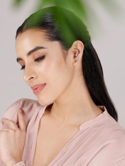 Stone Story By Shruti - Women White Sterling Silver Stones Ear Cuffs & Clips Earrings