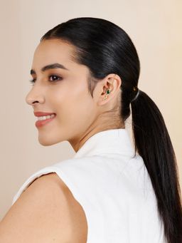 Stone Story By Shruti - Women Green Sterling Silver Stones Ear Cuffs & Clips Earrings