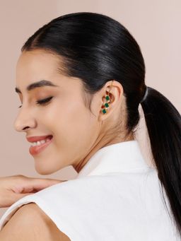 Stone Story By Shruti - Women Green Sterling Silver Stones Ear Cuffs & Clips Earrings
