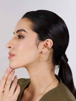 Stone Story By Shruti - Women Purple Sterling Silver Stones Ear Cuffs & Clips Earrings