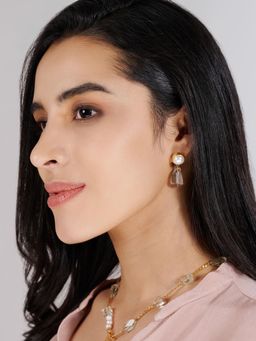 Stone Story By Shruti - Women White Sterling Silver Stones Drops & Danglers Earrings