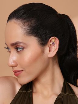 Stone Story By Shruti - Women Purple Sterling Silver Stones Ear Cuffs & Clips Earrings
