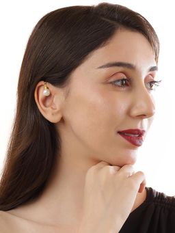 Stone Story By Shruti - Women White Sterling Silver Pearl Ear Cuffs & Clips Earrings
