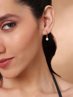Stone Story By Shruti - Women White Sterling Silver Pearl Hoops Earrings