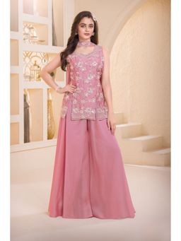 Lagorii - Pink Designer Embroidered Kurti & Palazzo