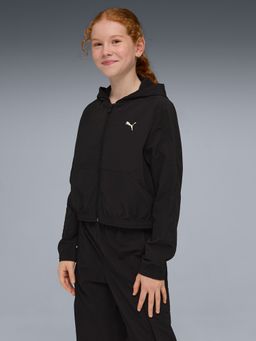 Puma - Black Youth Relaxed Woven Hooded Jacket