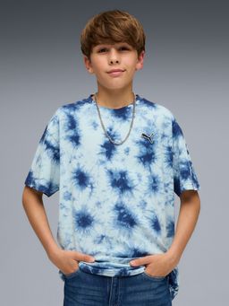Puma - Blue Essentials Relaxed Youth Tie-Dye T-Shirt