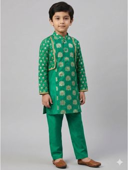 The Little Tales - Green Chanderi panel Kurta & Pyjama