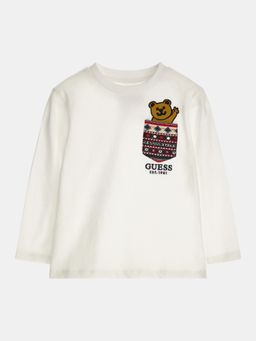 Guess - White Cotton Embroidered Boys T-Shirt