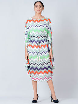 First Resort by Ramola Bachchan - Blue And Orange Chevron Long Dress (Set of 2)