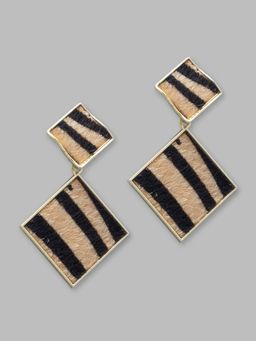 Globus - Gold Plated Square Drop Earring-3619402001