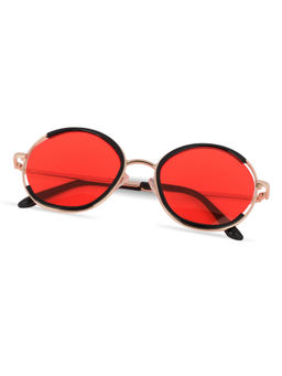 DukieKooky - Black & Red UV Protected Round Sunglasses (DKSG574D) (7-12 Years)