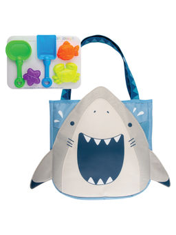 Stephen Joseph - Grey Blue Beach Shark Tote Bag with 5 Toys (3 Years And Above)