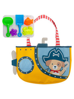 Stephen Joseph - Grey Yellow Beach Pirate Dog Tote Bag with 5 Toys (3 Years And Above)