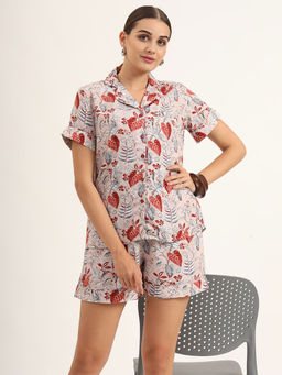 Divena - Multi-Color Floral Print Rayon Shirt and Shorts (Set of 2)