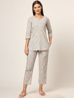 Divena - Multi-Color Paisley Print Cotton Top and Pyjama (Set of 2)