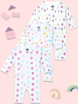 The Mom Store - Pink Drops-Triangles-Roses Jabla Romper (Set of 3)