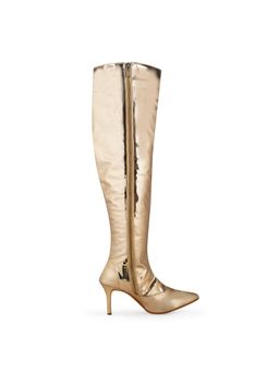 Zori World - Queen-solid Gold Over The Knee Boots