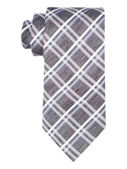 The Tie Hub - Grey With Sky Blue And White Checks Silk Necktie