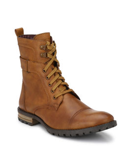 Delize - Solid Tan Lace-up High Ankle Boots