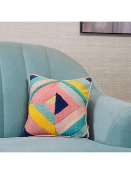 HomeTown - Pop Modern Crewel Embroidered Cushion Cover 30 x 30 Cm in Multi Colour