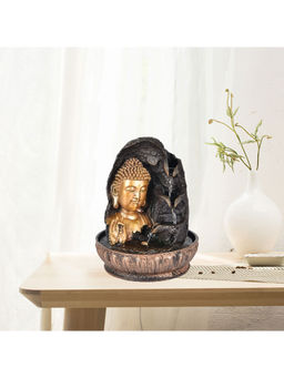 HomeTown - Impression Polyresin Blessing Buddha Face Fountain 29X22Cm In Gold Colour