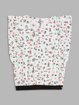 Elle Kids - Girls White Printed Top