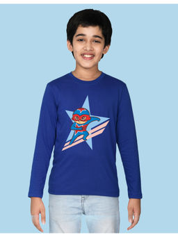 Nusyl - Boys Blue Superhero Printed Fit T-Shirt