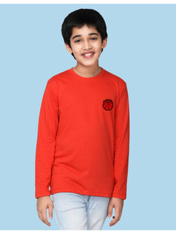Nusyl - Boys Red Basketball Text Regular Fit T-Shirt