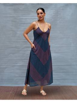 Chidiyaa - Wolf Moon Blue Hand block Print Cotton Dress