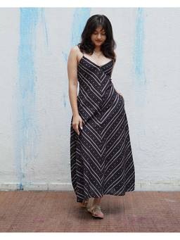 Chidiyaa - Snow Moon Black Hand block Print Cotton Dress