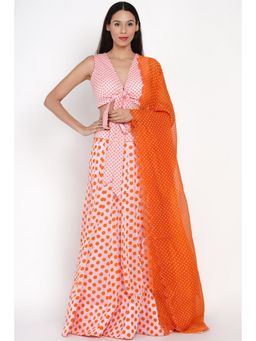 Label Earthen - Kesar Gulab Polka Dots Lehenga Blouse with Dupatta (Set of 3)