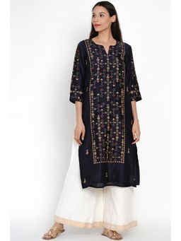 Label Earthen - Neelzari Zari & Hand Embroidered Kurta Palazzo & Dupatta (Set of 2)