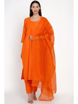 Label Earthen - Kesari Hand-Embroidered Motif Kurta with Pant & Dupatta (Set of 3)