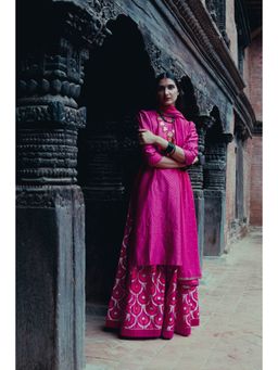 Label Earthen - Gulabi Sitara Printed Sharara Kurta with Embroidered Dupatta (Set of 3)