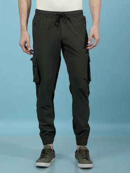 CRIMSOUNE CLUB - Men's Olive Solid Cargo Joggers