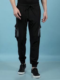 CRIMSOUNE CLUB - Men's Black Solid Cargo Joggers