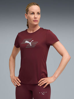 Puma - Maroon Hyrox Women's Sweat-Wicking Graphic T-Shirt