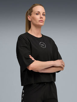 Puma - Black Hyrox Women's Oversized Crop Cotton T-Shirt