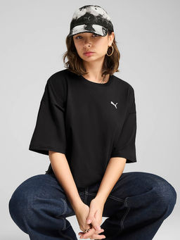 Puma - Wardrobe Essentials Women's Black Oversized Short Sleeves T-Shirt