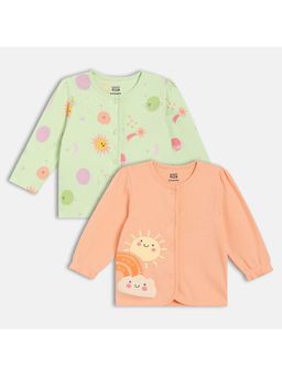MINI KLUB - Cotton Full Sleeves Sun Printed Front Open Shirts (Pack of 2)