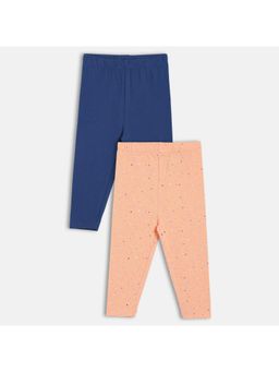 MINI KLUB - Pink & Blue Cotton Solid & Polka Dots Printed Pants (Pack of 2)