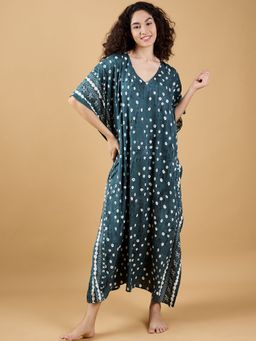 The Kaftan Company - Bright Turquoise Vine Kaftan