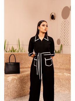 Sainy Garg Couture - Ebony Elegance Black Jumpsuit