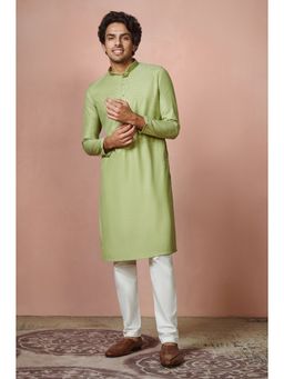 Manyavar - Green Full Sleeves Kurta with Pencil Pajama (Set of 2)