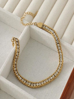 AQUASTREET - Three Layer Zircon Chain Bracelet 18K Gold Plated Waterproof Antitarnish