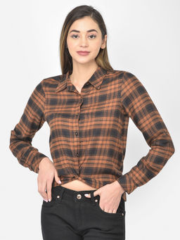 Latin Quarters - Mustard Check Full Sleeve Blouse