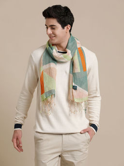 Linen Club - Multicolor Printed Pure Linen Unisex Stole