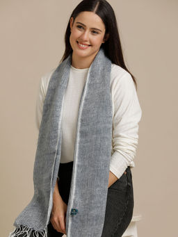 Linen Club - Grey Solid Pure Linen Unisex Stole