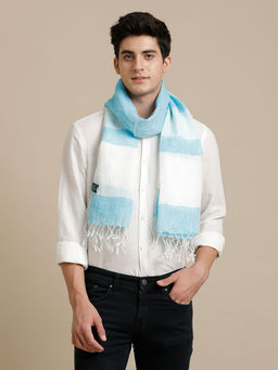 Linen Club - Blue Striped Pure Linen Unisex Stole